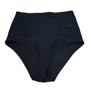 Aerie High Waisted Bikini Bottom Solid Black Size Small
